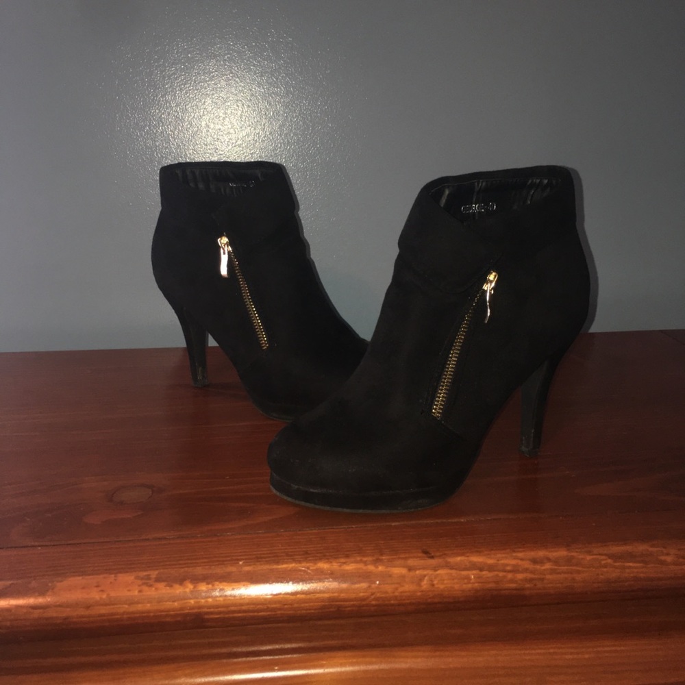 Black high heel ankle boots